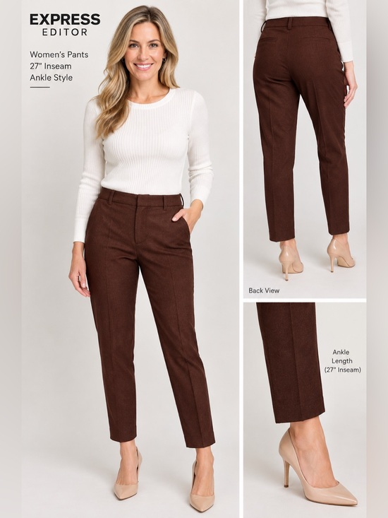 Express Pants - Express Womens Brown Tailored Trousers